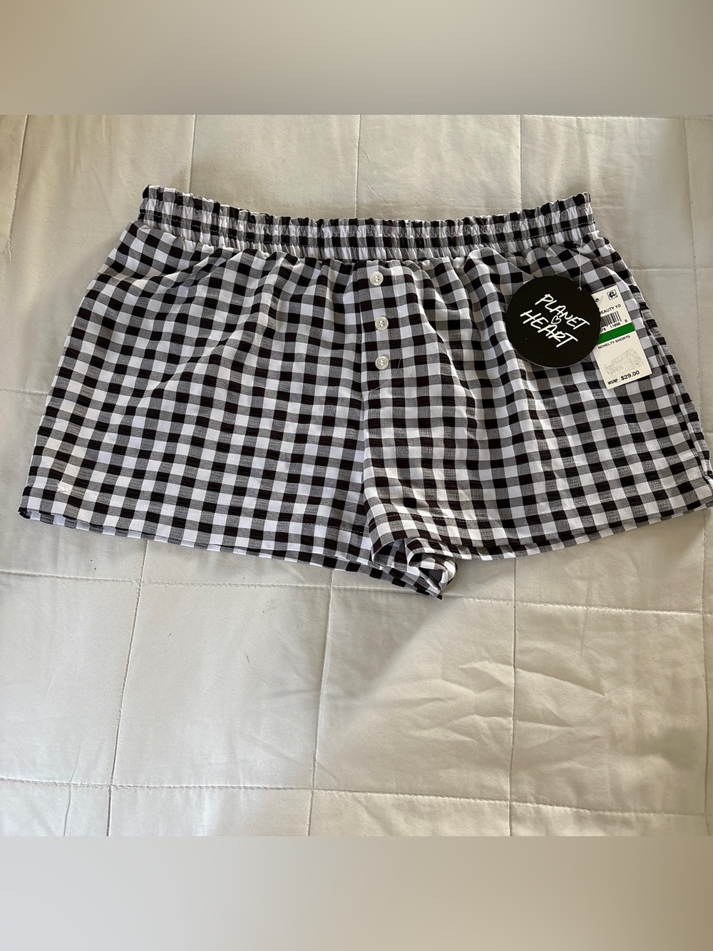 Planet Hemp Black & White Gingham Athletic Lounge Shorts